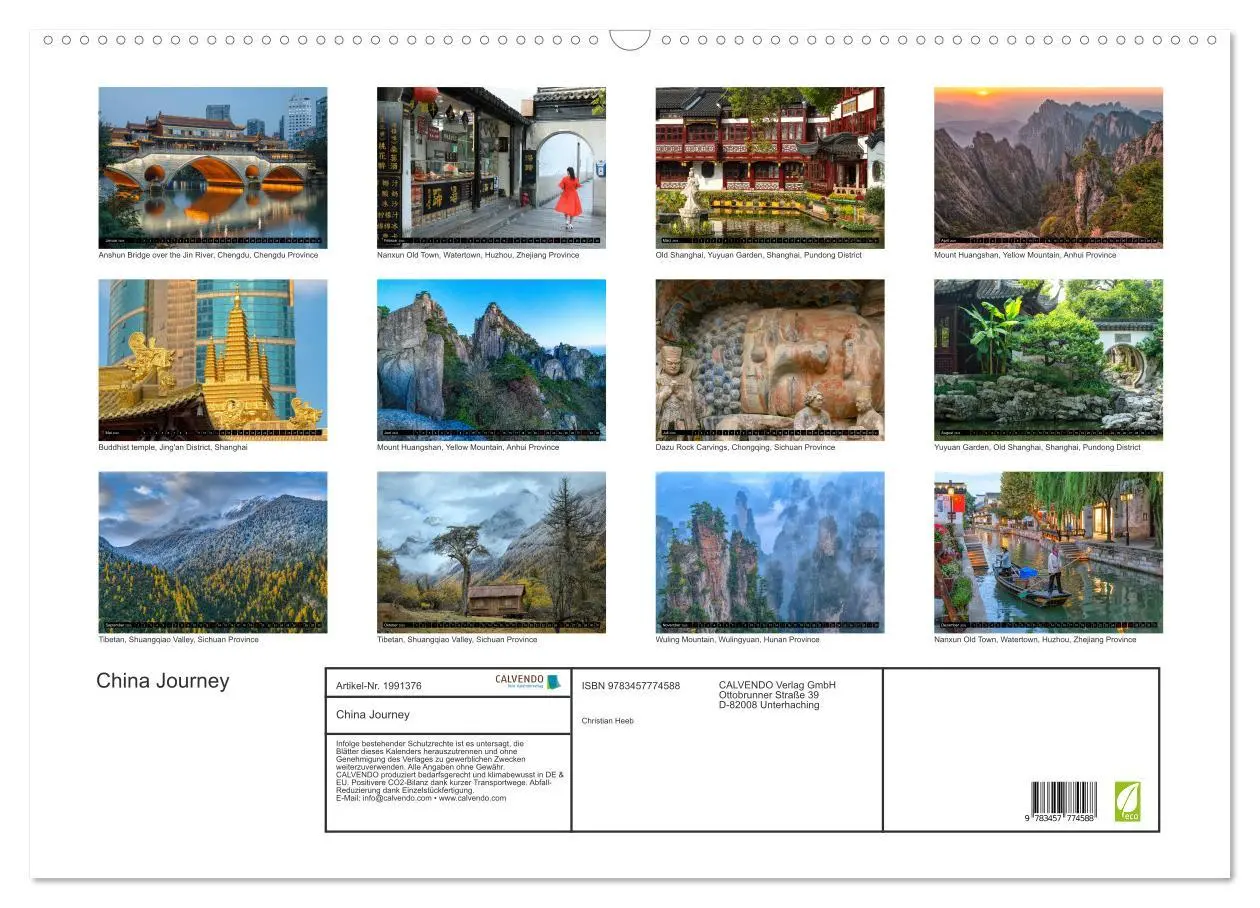 Bild: 9783457774588 | China Journey (Wandkalender 2026 DIN A2 quer), CALVENDO Monatskalender
