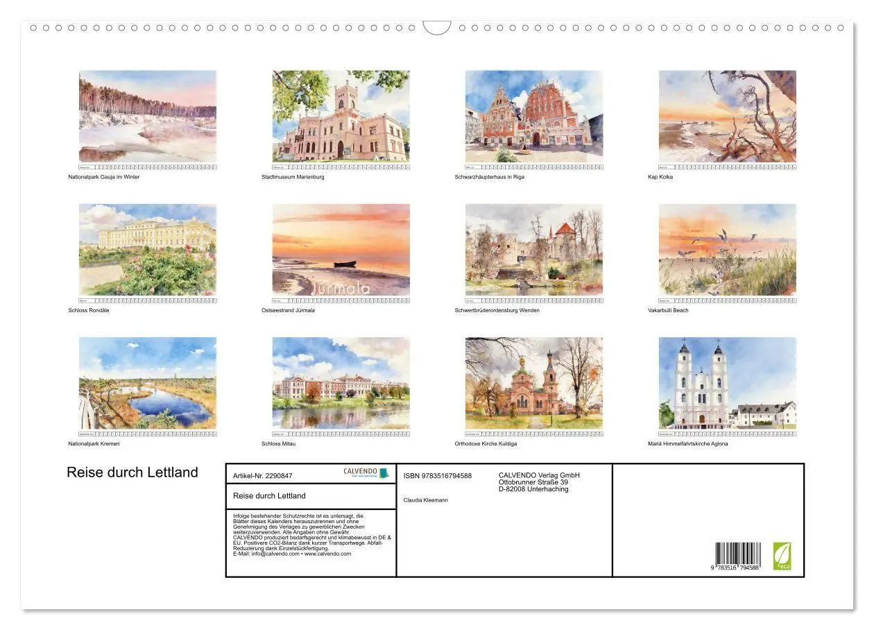 Bild: 9783516794588 | Reise durch Lettland (Wandkalender 2027 DIN A2 quer), CALVENDO...
