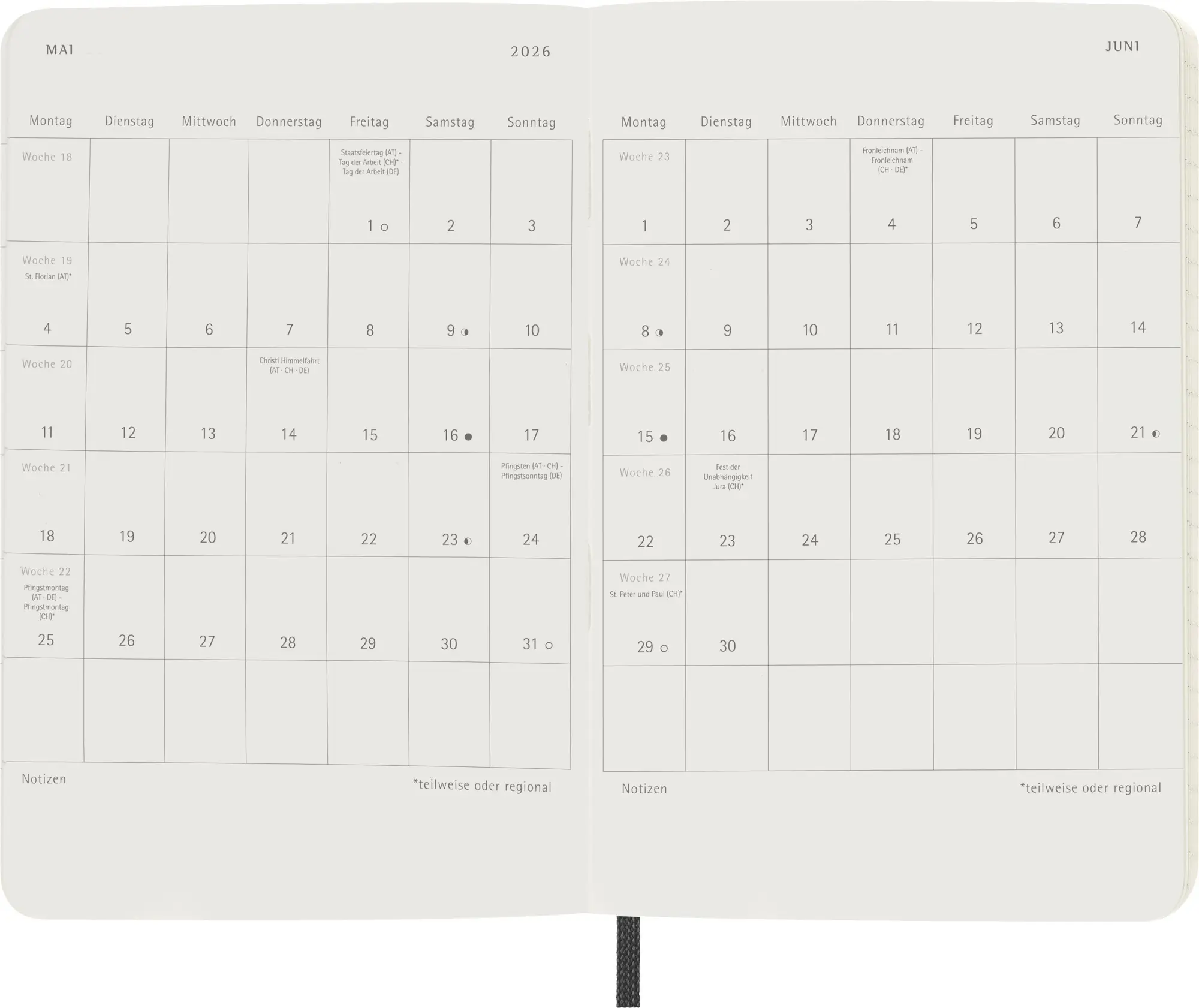 Bild: 8056999274788 | Moleskine 12 Monate Wochen Notizkalender Deutsch 2026, Pocket/A6, 1...