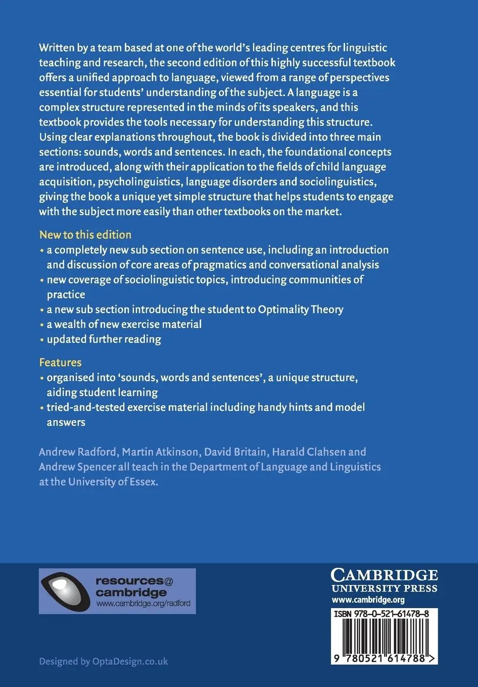 Rückseite: 9780521614788 | Linguistics | An Introduction | Andrew Radford (u. a.) | Taschenbuch