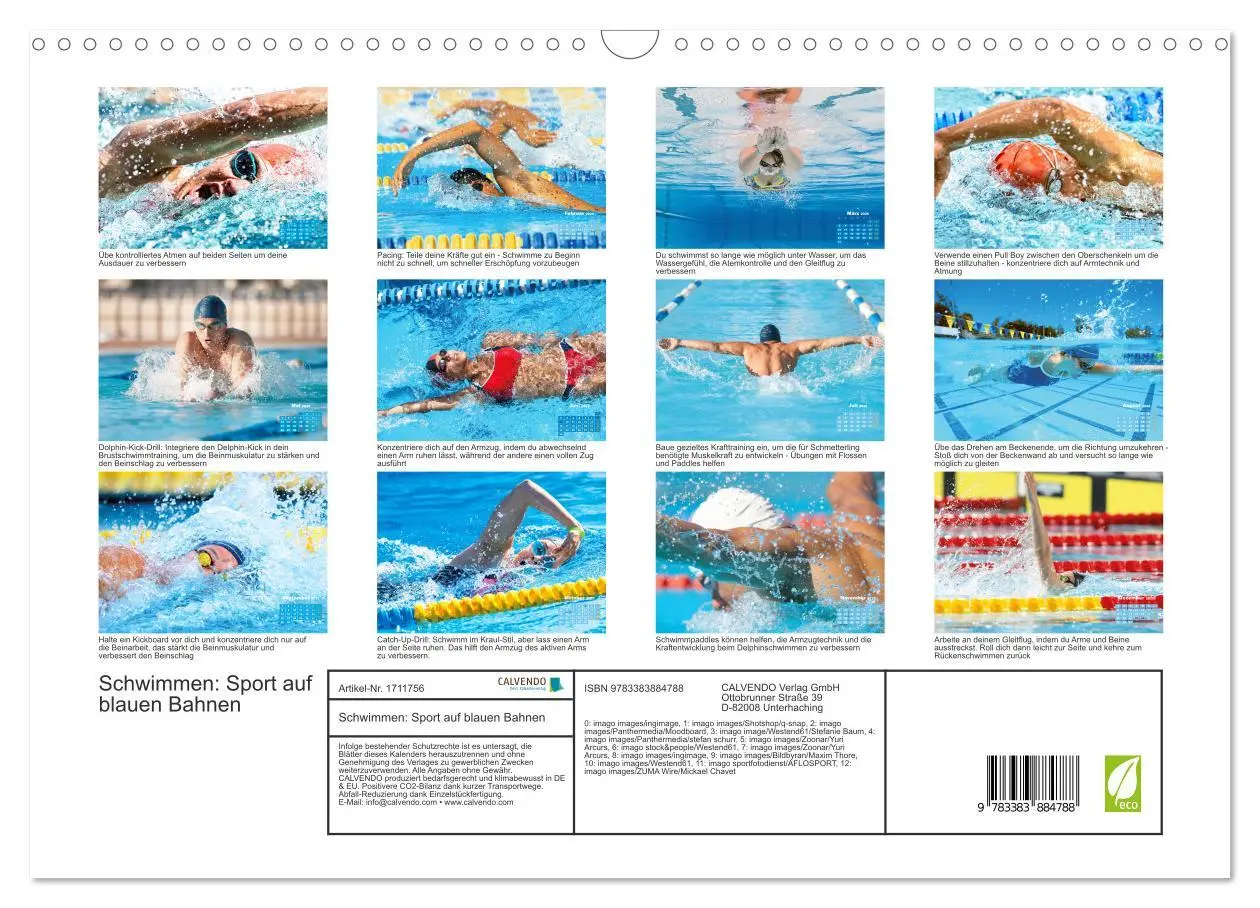 Bild: 9783383884788 | Schwimmen: Sport auf blauen Bahnen (Wandkalender 2025 DIN A3 quer),...