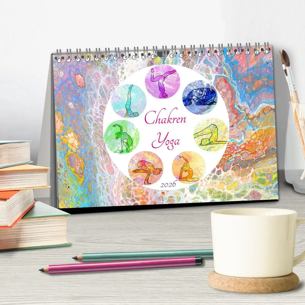 Bild: 9783457684788 | Chakren Yoga (Tischkalender 2026 DIN A5 quer), CALVENDO Monatskalender