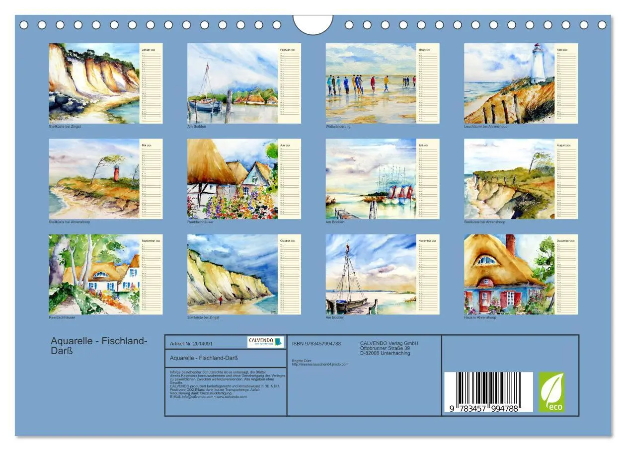 Bild: 9783457994788 | Aquarelle - Fischland-Darß (Wandkalender 2026 DIN A4 quer),...