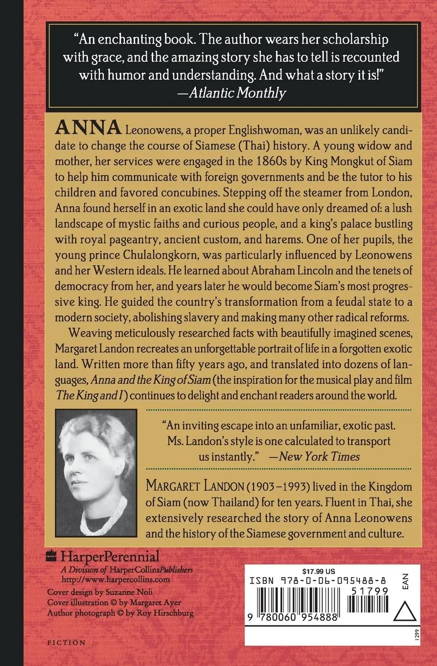 Rückseite: 9780060954888 | Anna and the King of Siam | Margaret Landon | Taschenbuch | Englisch