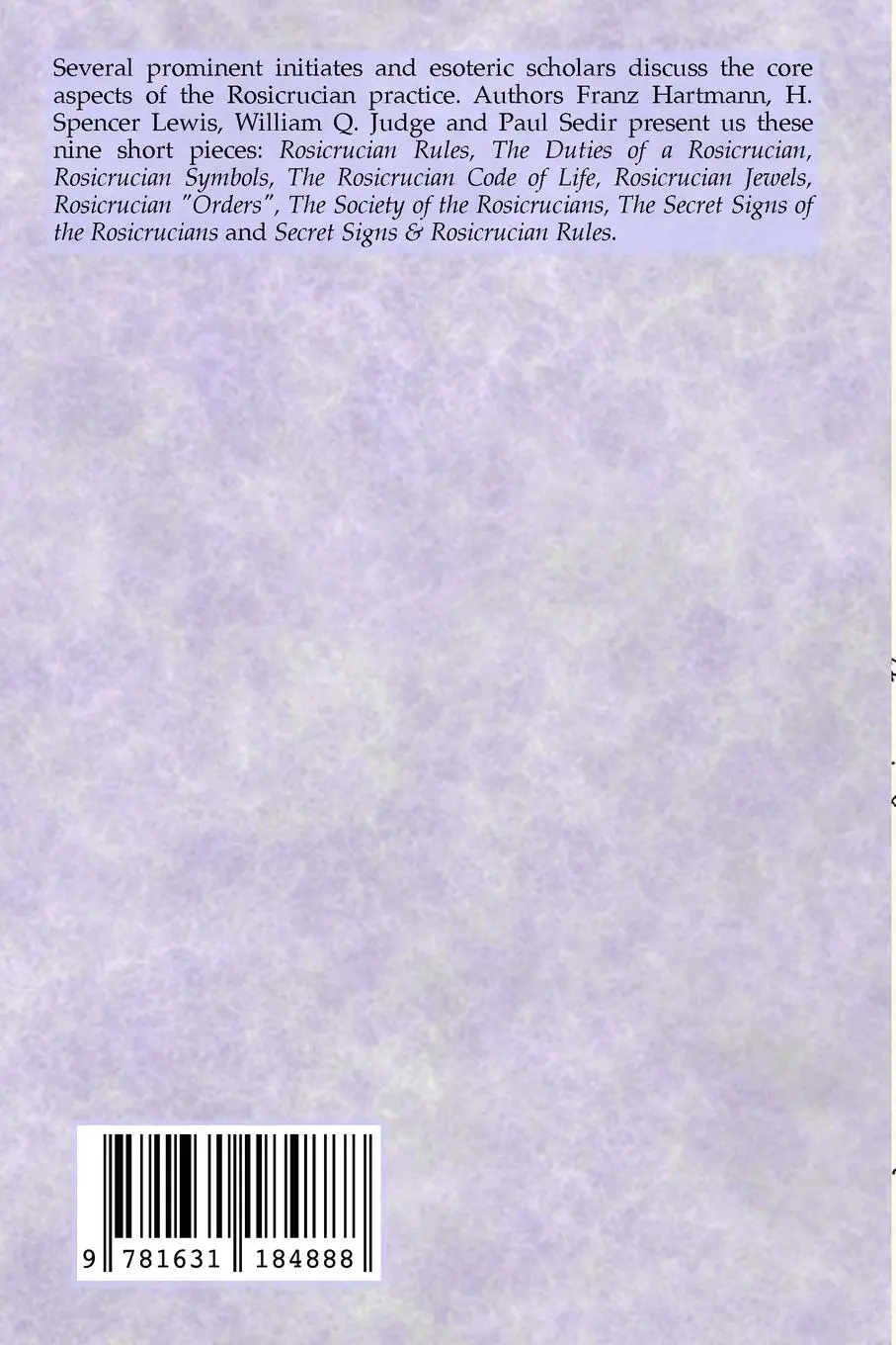 Rückseite: 9781631184888 | Rosicrucian Rules, Secret Signs, Codes and Symbols | Esoteric Classics