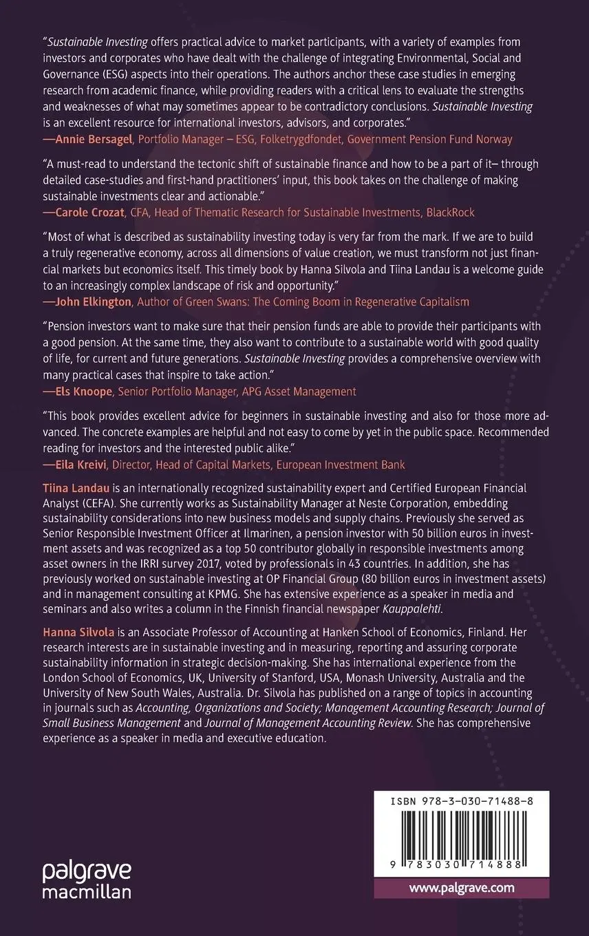 Rückseite: 9783030714888 | Sustainable Investing | Beating the Market with ESG | Landau (u. a.)
