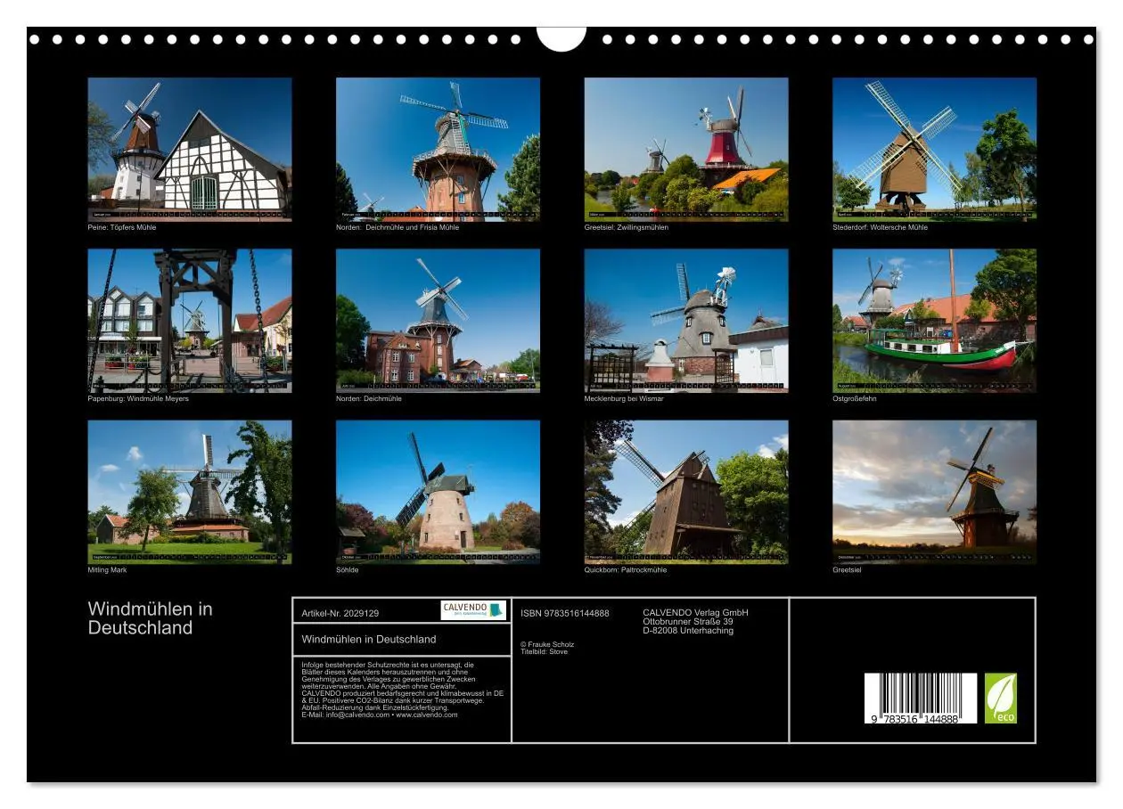 Bild: 9783516144888 | Windmühlen in Deutschland (Wandkalender 2026 DIN A3 quer), CALVENDO...