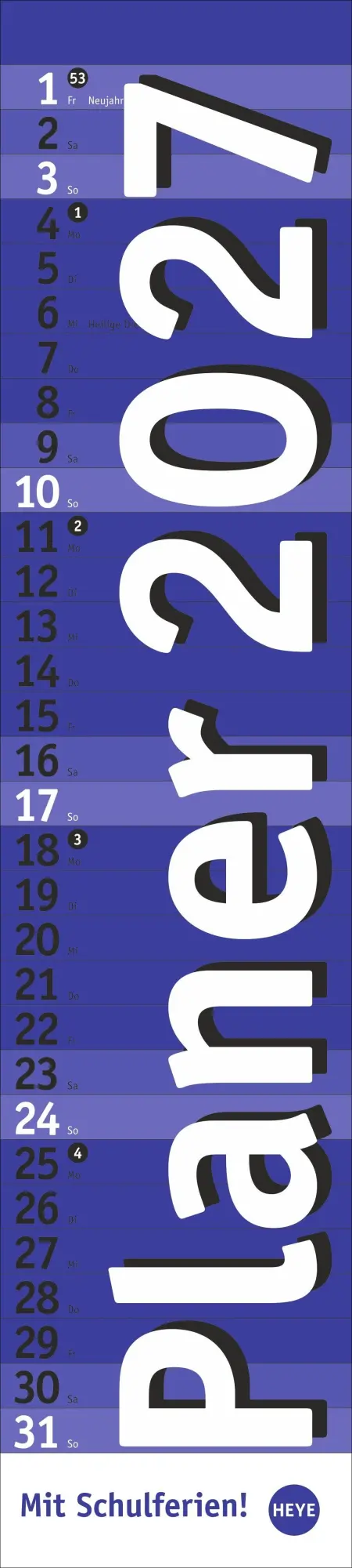 Cover: 9783756414888 | Langplaner, blau 2027 | Heye | Kalender | Streifenplaner Kalender Heye