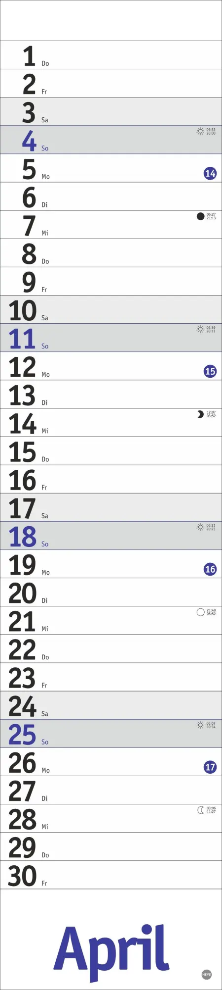 Bild: 9783756414888 | Langplaner, blau 2027 | Heye | Kalender | Streifenplaner Kalender Heye