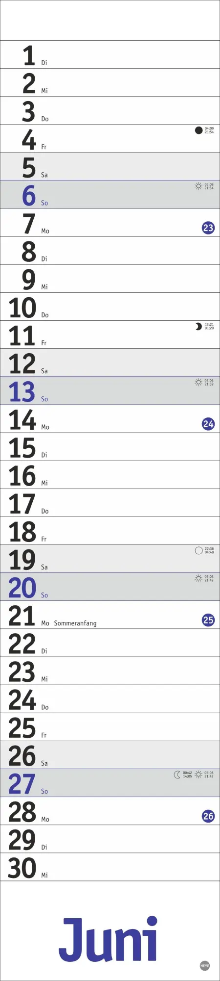 Bild: 9783756414888 | Langplaner, blau 2027 | Heye | Kalender | Streifenplaner Kalender Heye