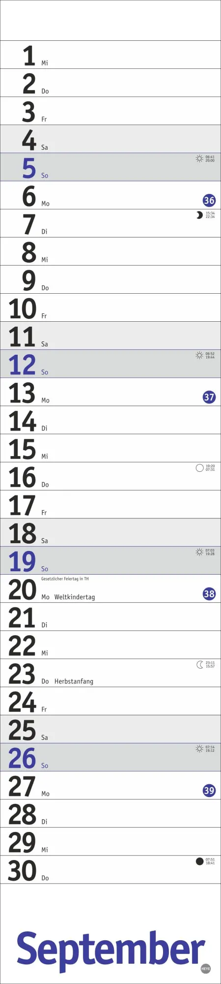 Bild: 9783756414888 | Langplaner, blau 2027 | Heye | Kalender | Streifenplaner Kalender Heye