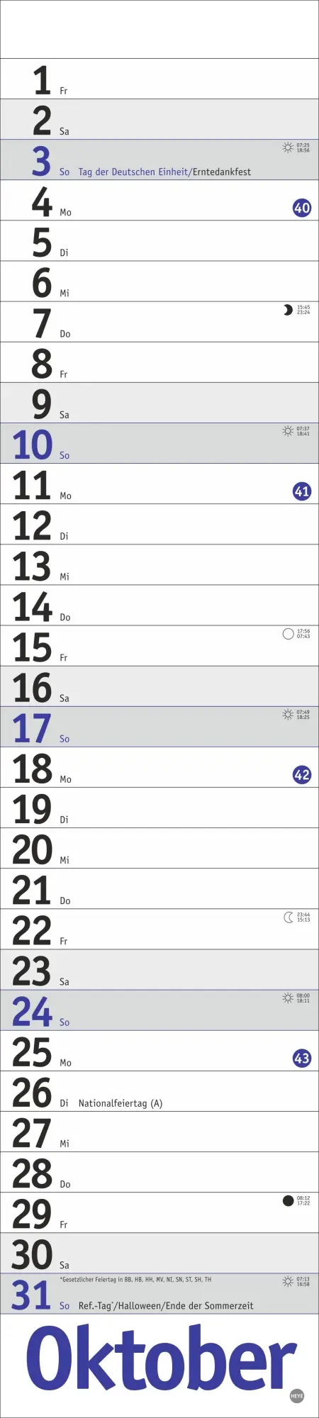 Bild: 9783756414888 | Langplaner, blau 2027 | Heye | Kalender | Streifenplaner Kalender Heye