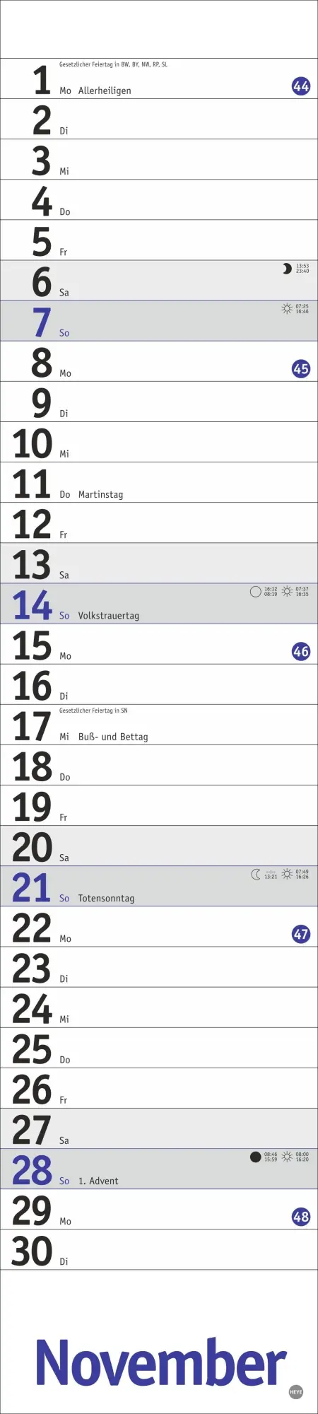 Bild: 9783756414888 | Langplaner, blau 2027 | Heye | Kalender | Streifenplaner Kalender Heye