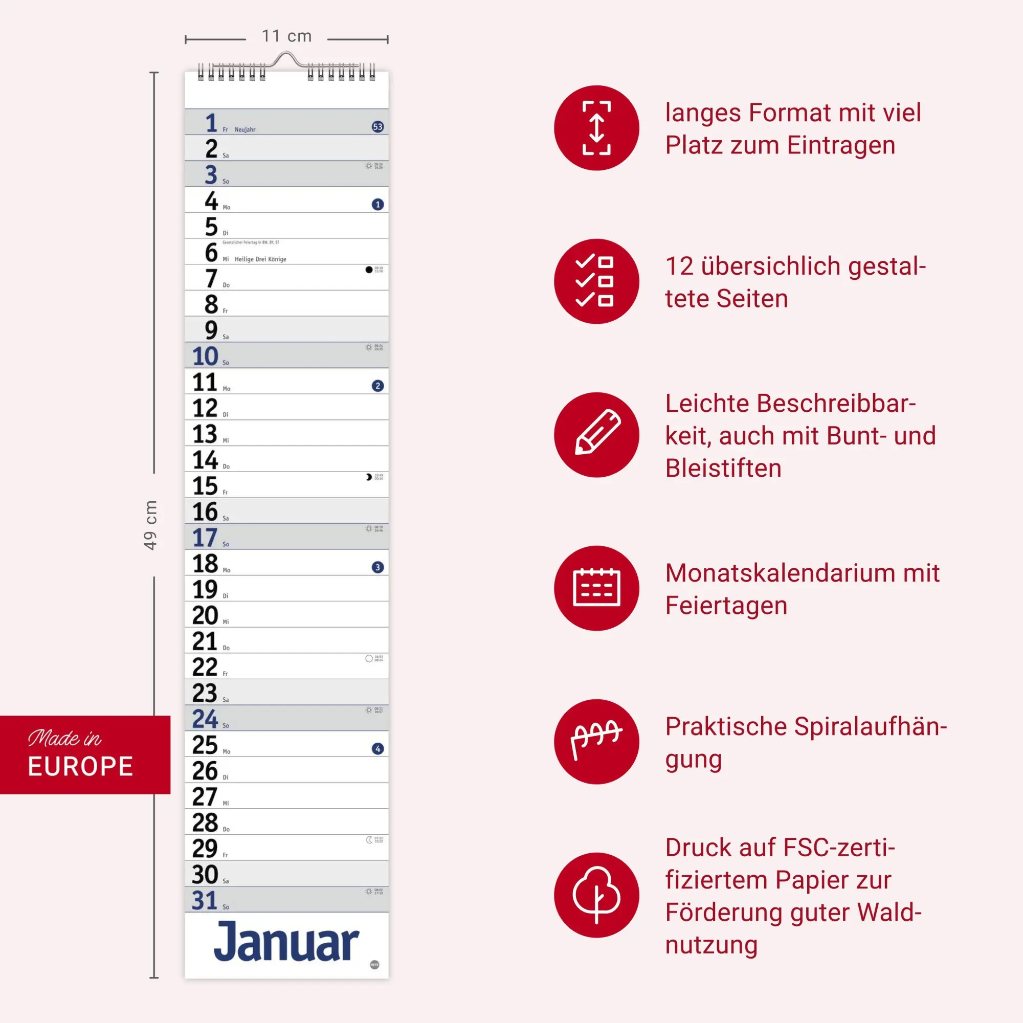 Bild: 9783756414888 | Langplaner, blau 2027 | Heye | Kalender | Streifenplaner Kalender Heye