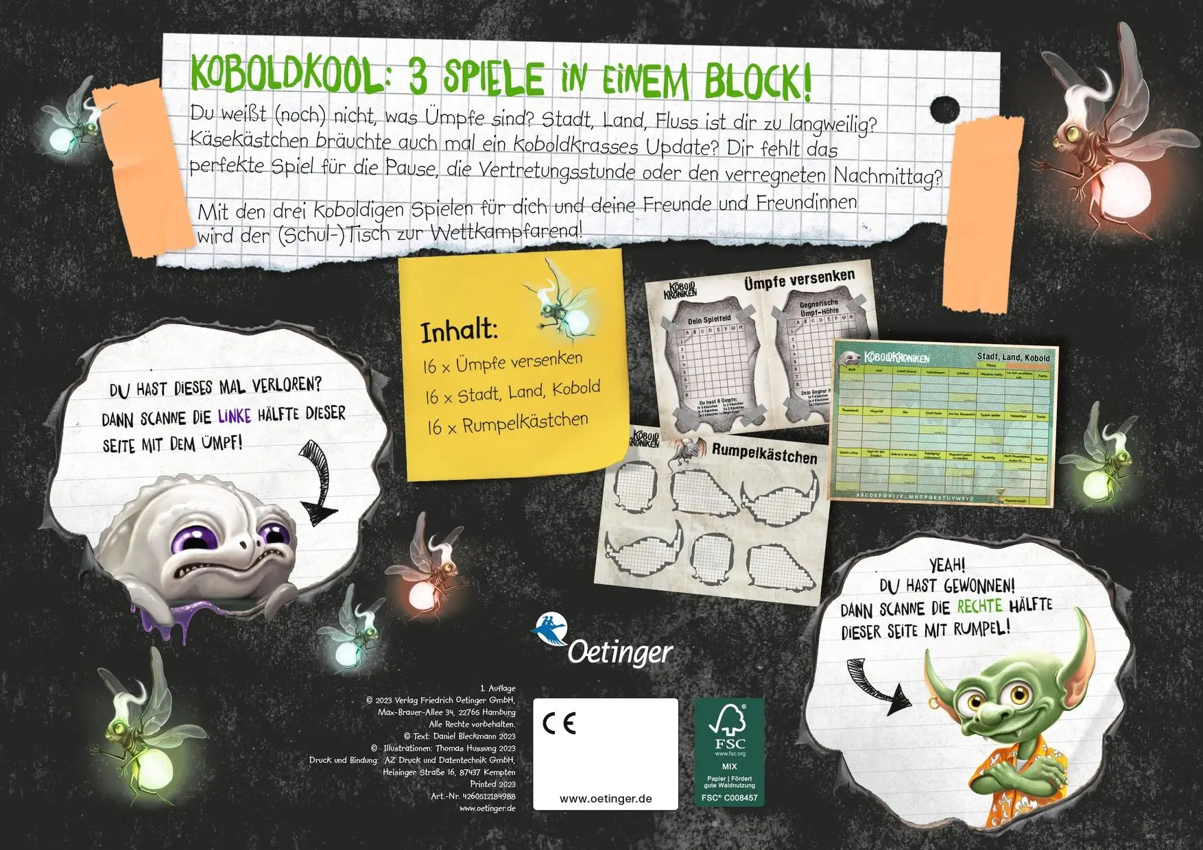 Rückseite: 4260512184988 | KoboldKroniken. Koboldiger Spielblock | Daniel Bleckmann | Spiel