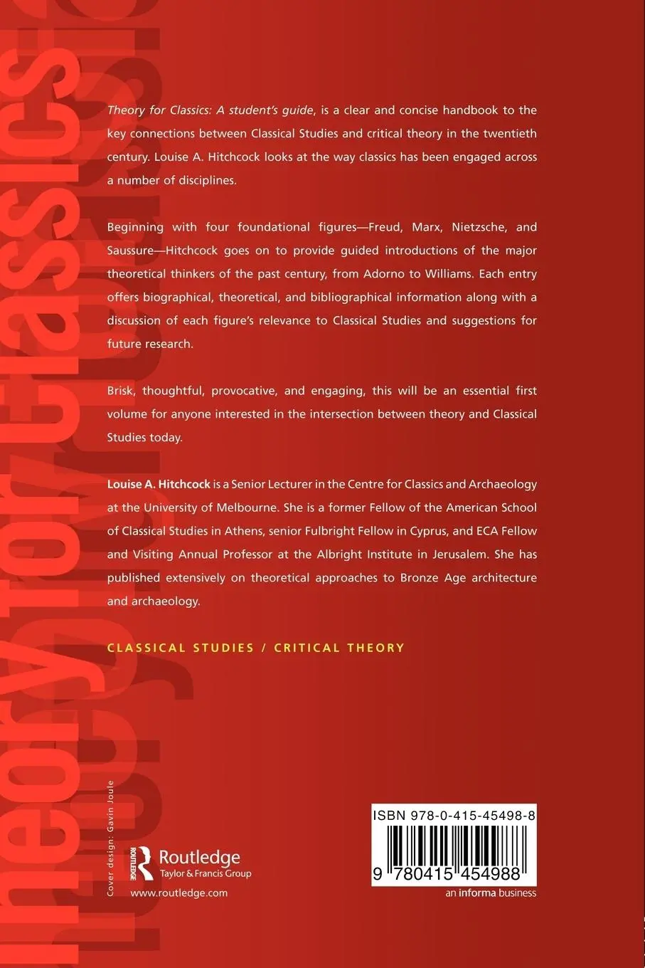 Rückseite: 9780415454988 | Theory for Classics | A Student's Guide | Louise Hitchcock | Buch