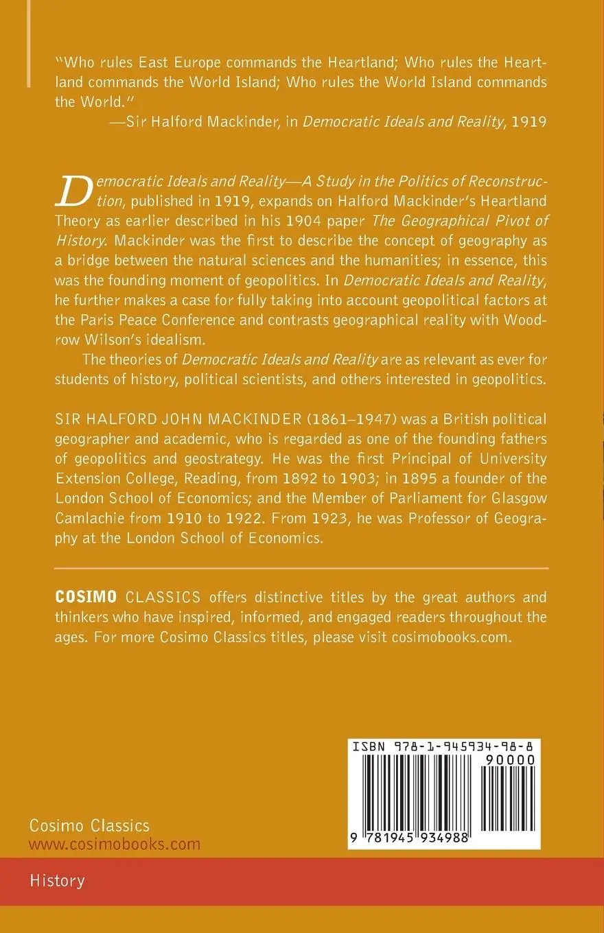 Rückseite: 9781945934988 | Democratic Ideals and Reality | Halford John Mackinder | Taschenbuch
