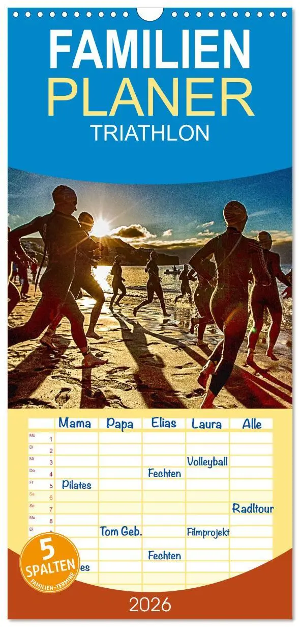 Cover: 9783516514988 | Familienplaner 2026 - TRIATHLON mit 5 Spalten (Wandkalender, 21 x...