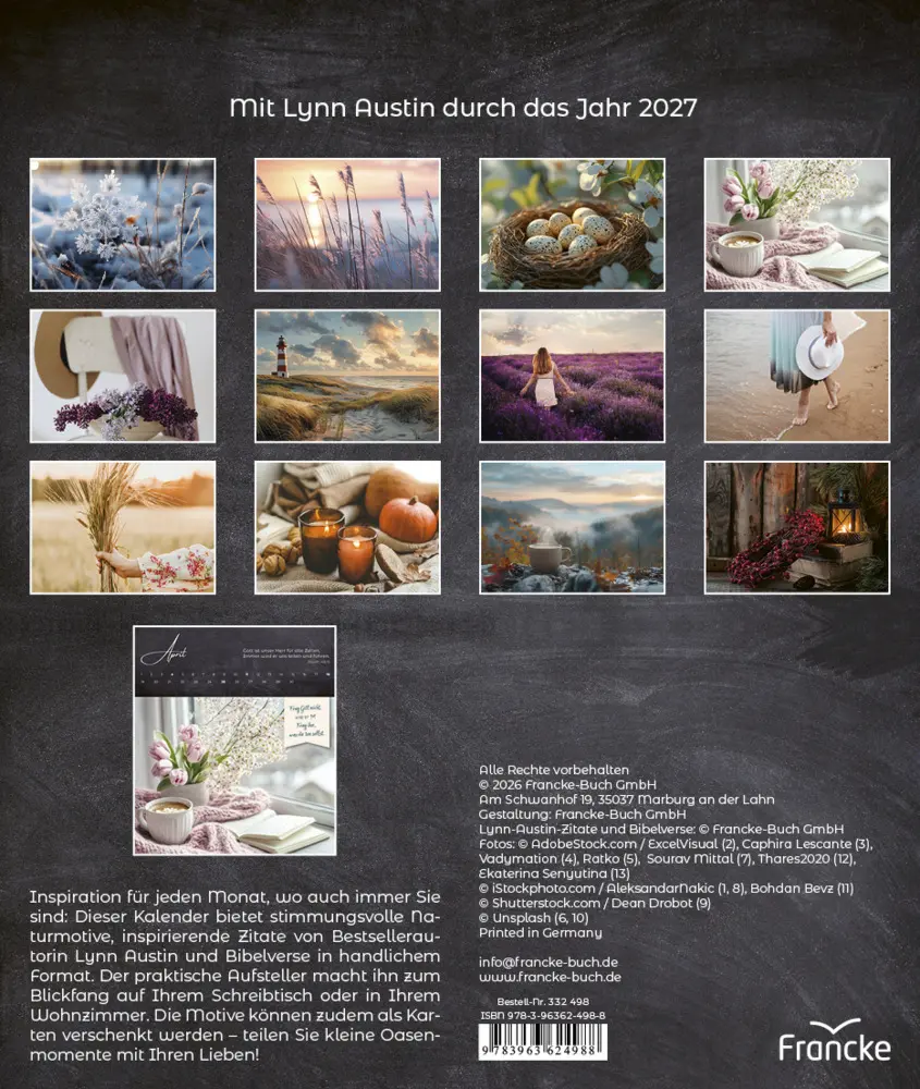 Bild: 9783963624988 | Oasenzeiten 2027 | Aufstellkalender | Lynn Austin | Kalender | 14 S.