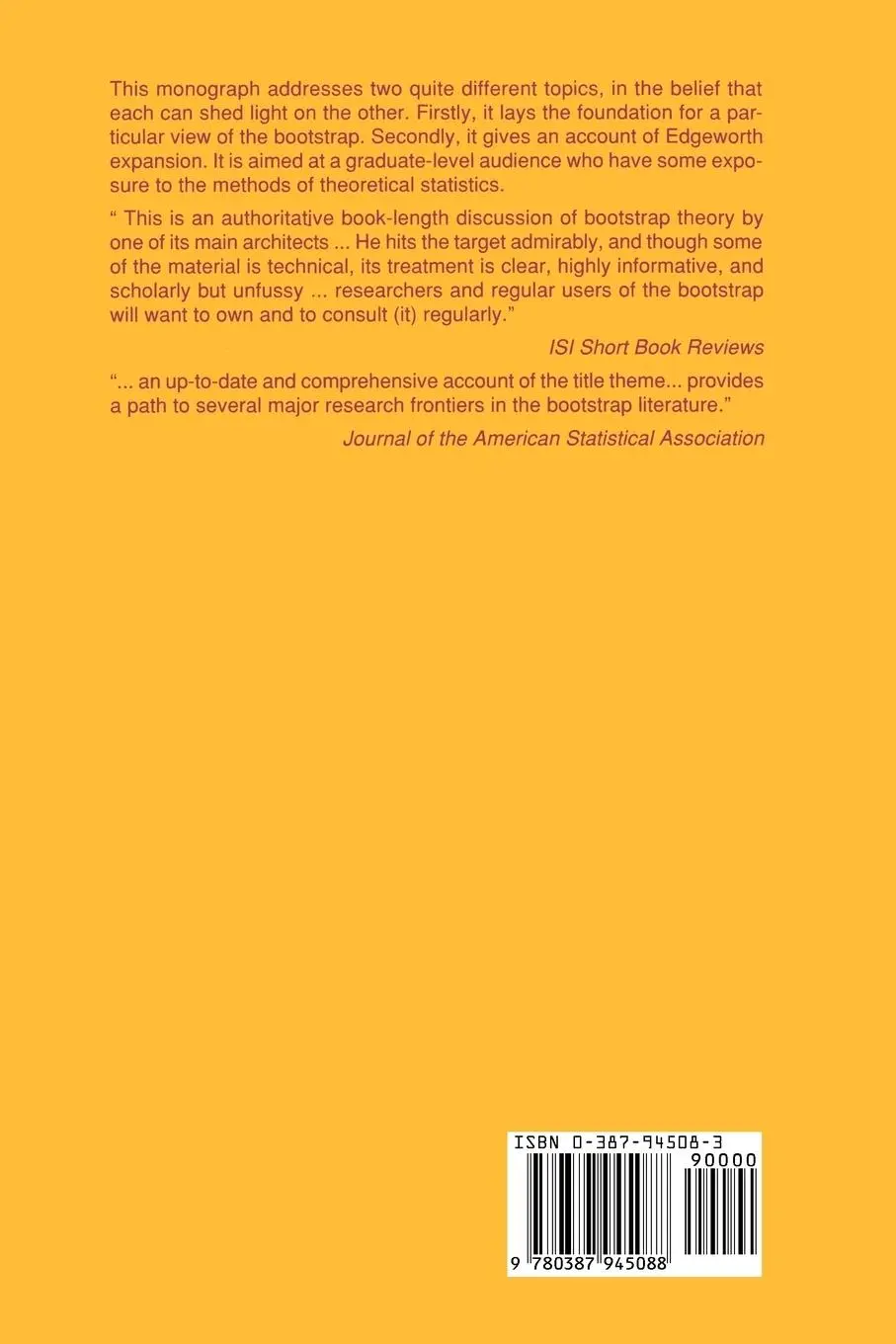 Rückseite: 9780387945088 | The Bootstrap and Edgeworth Expansion | Peter Hall | Taschenbuch | xiv