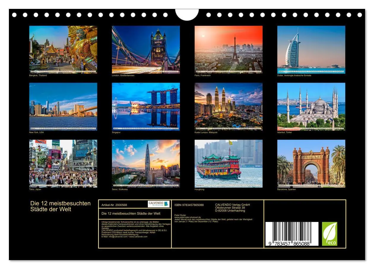Bild: 9783457865088 | Die 12 meistbesuchten Städte der Welt (Wandkalender 2026 DIN A4...