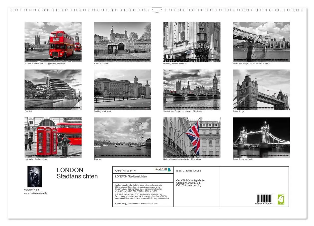Bild: 9783516195088 | LONDON Stadtansichten (Wandkalender 2026 DIN A2 quer), CALVENDO...