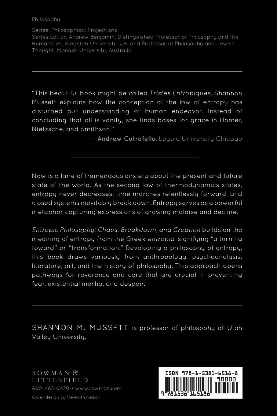 Rückseite: 9781538165188 | Entropic Philosophy | Chaos, Breakdown, and Creation | Mussett | Buch