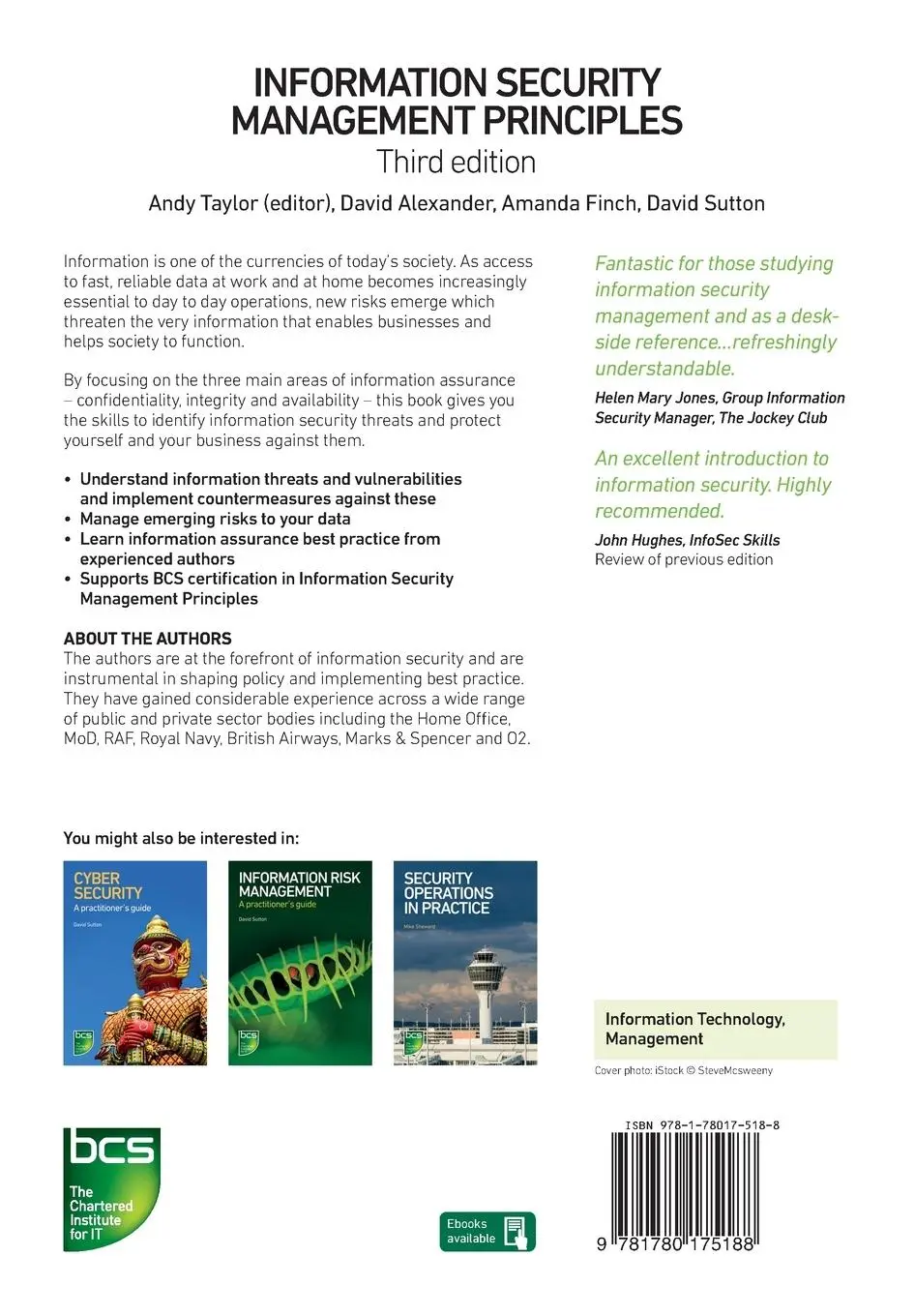 Rückseite: 9781780175188 | Information Security Management Principles | Andy Taylor (u. a.)