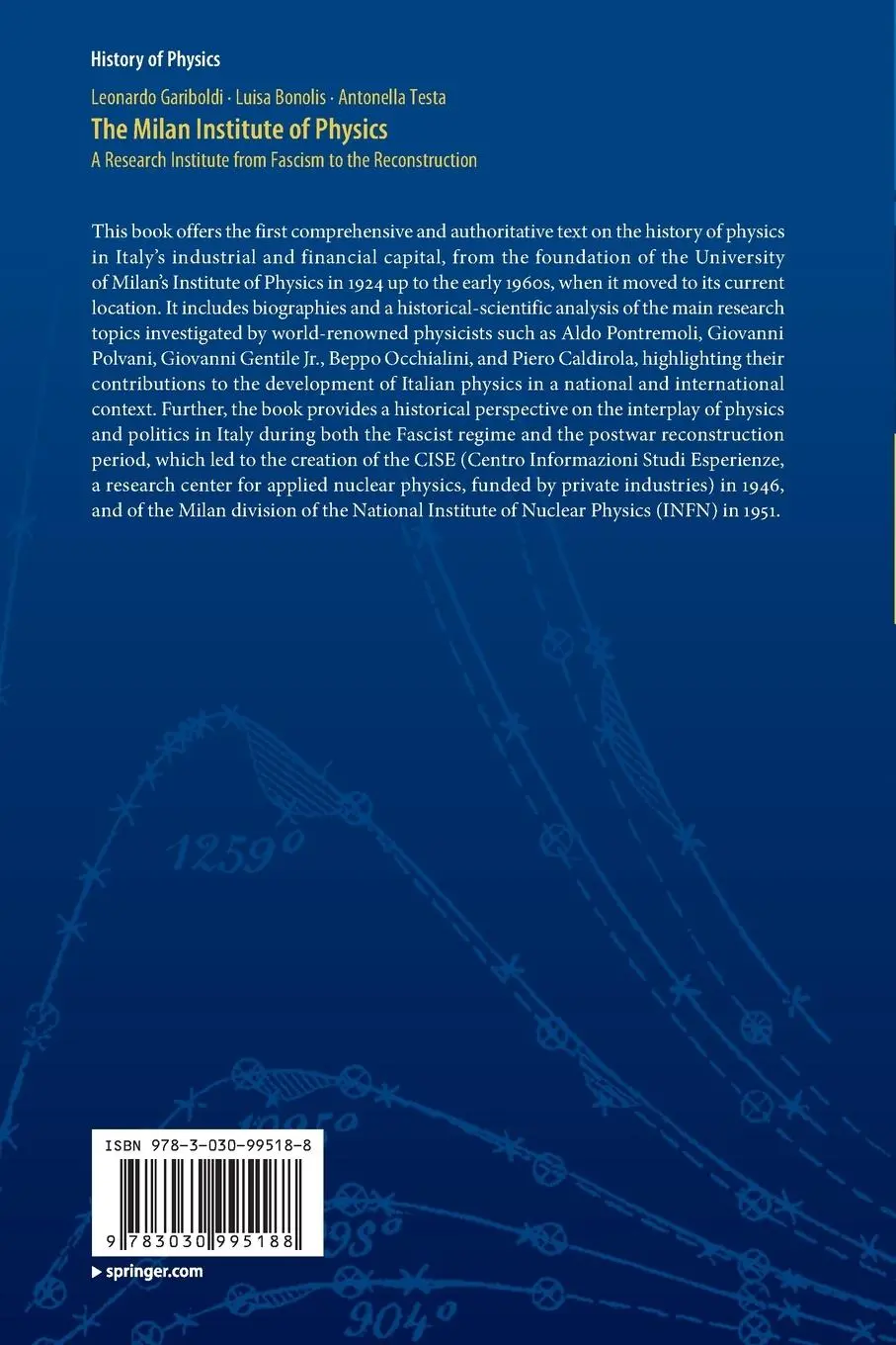 Rückseite: 9783030995188 | The Milan Institute of Physics | Leonardo Gariboldi (u. a.) | Buch