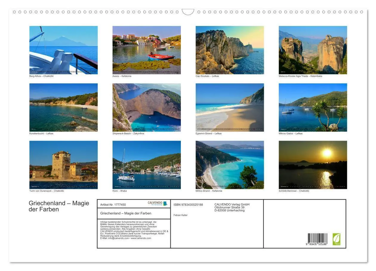 Bild: 9783435525188 | Griechenland - Magie der Farben (Wandkalender 2025 DIN A2 quer),...