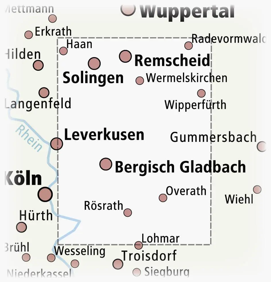 Bild: 9783747305188 | Bergisches Land, Solingen - Remscheid - Bergisch Gladbach 1:50 000