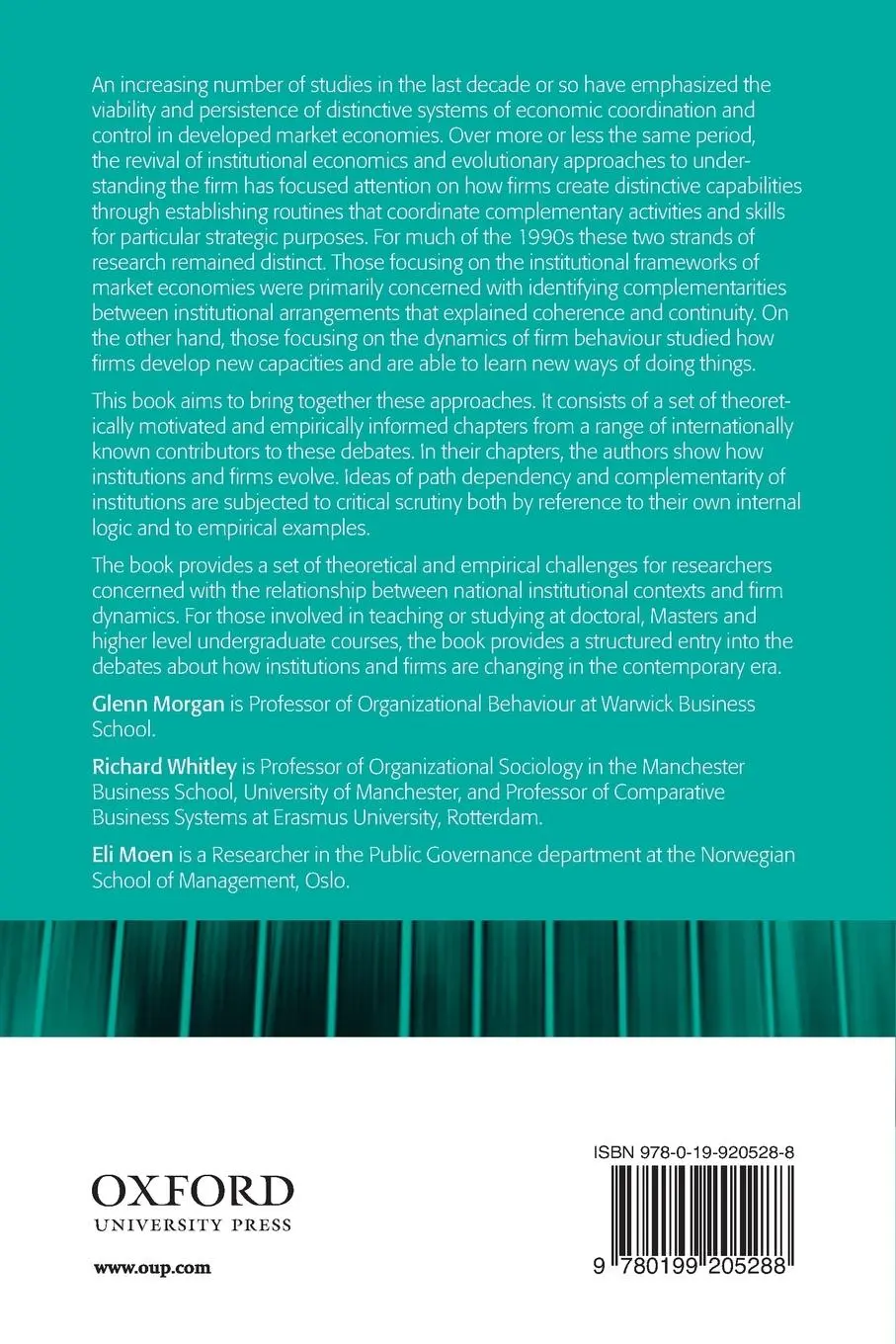 Rückseite: 9780199205288 | Changing Capitalisms? | Glenn Morgan (u. a.) | Taschenbuch | Englisch