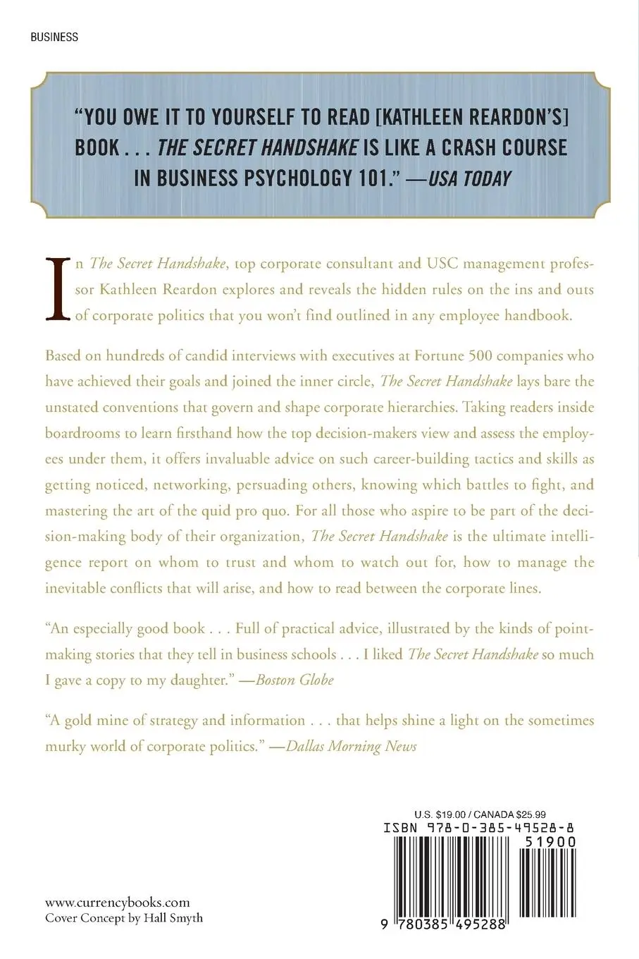 Rückseite: 9780385495288 | The Secret Handshake | Kathleen Kelley Reardon | Taschenbuch | 2002