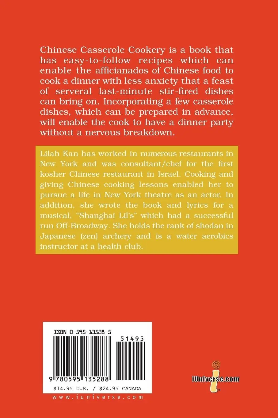 Rückseite: 9780595135288 | Introducing Chinese Casserole Cookery | Lilah Kan | Taschenbuch | 2000