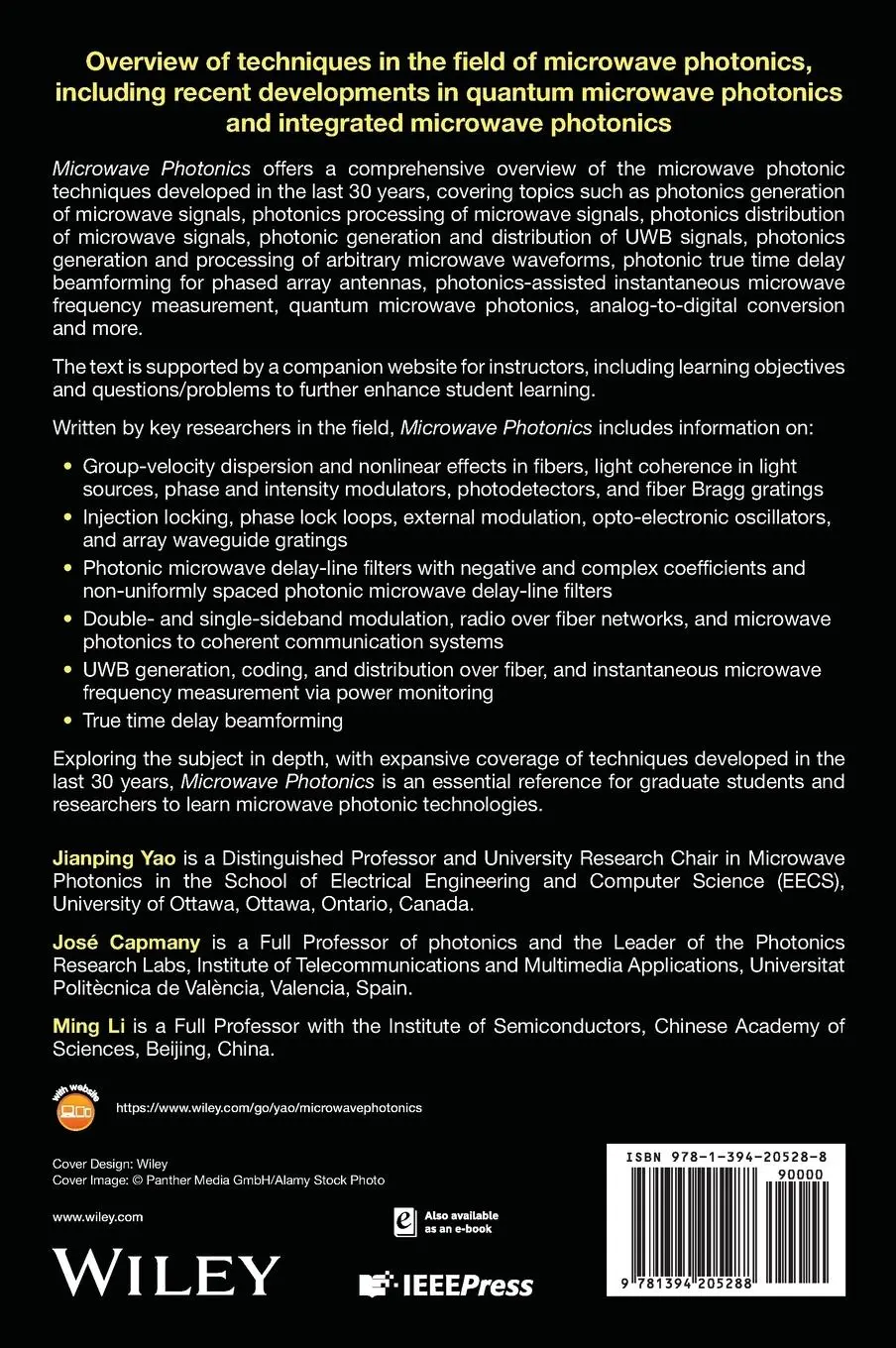 Rückseite: 9781394205288 | Microwave Photonics | Jianping Yao (u. a.) | Buch | Englisch | 2024