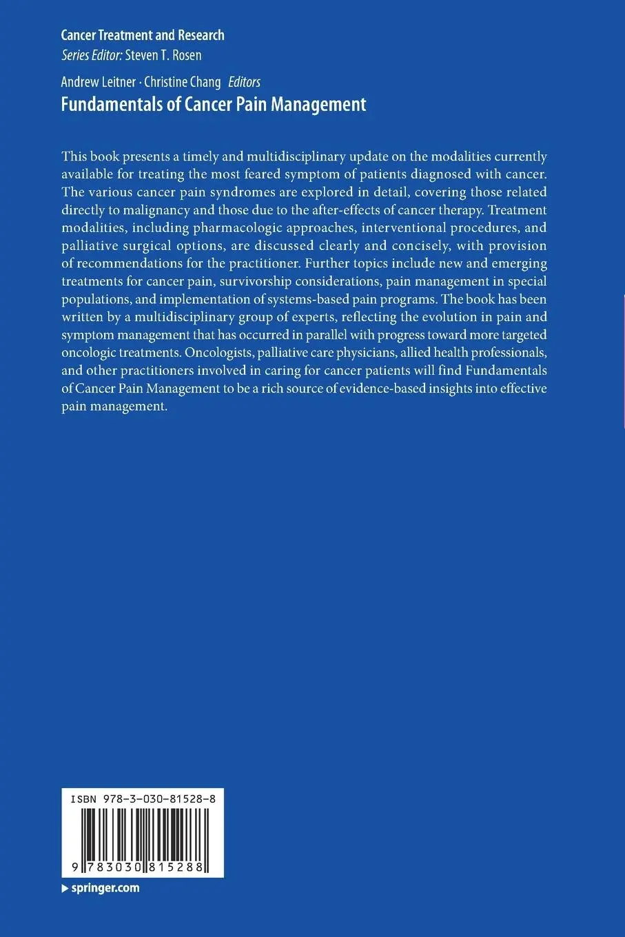 Rückseite: 9783030815288 | Fundamentals of Cancer Pain Management | Christine Chang (u. a.) | x