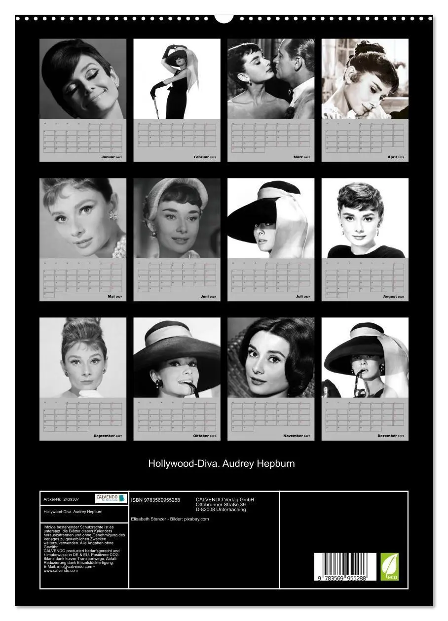 Bild: 9783569955288 | Hollywood-Diva. Audrey Hepburn (hochwertiger Premium Wandkalender...