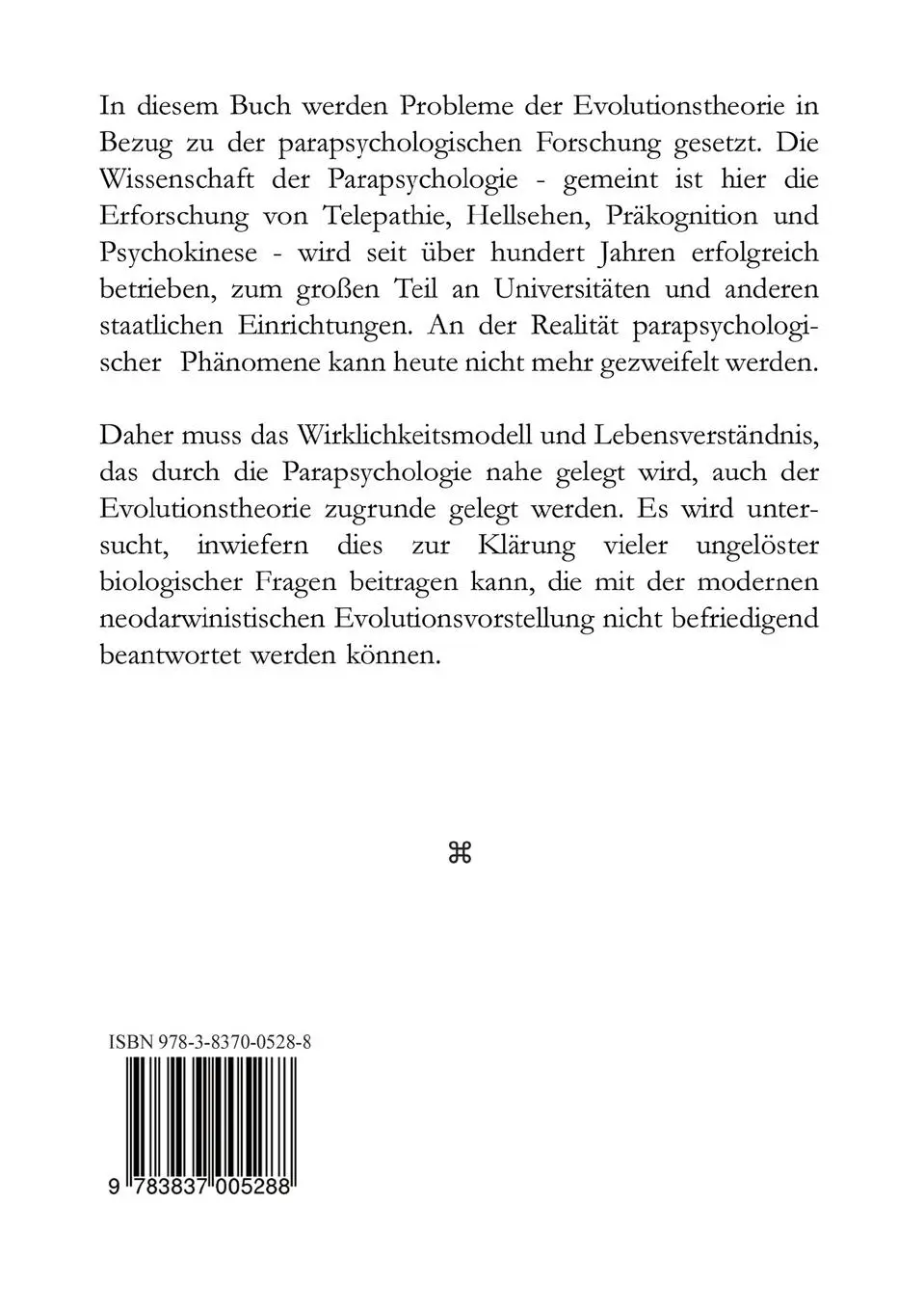 Rückseite: 9783837005288 | Evolution und Parapsychologie | Michael Nahm | Taschenbuch | 400 S.