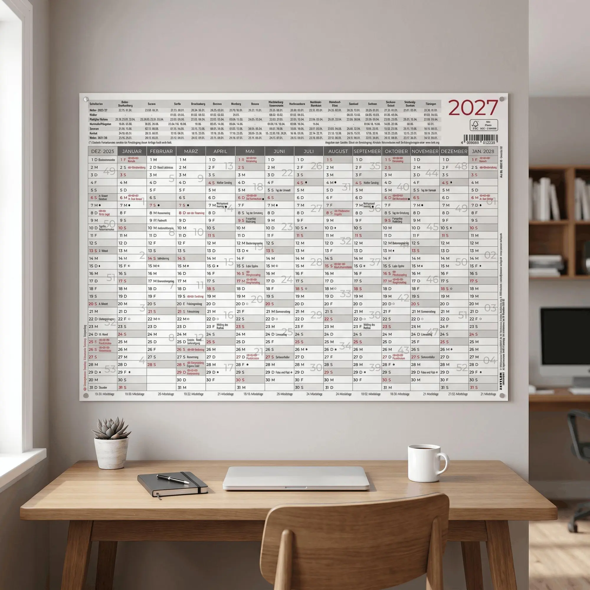 Bild: 4069095015388 | Großer Wandplaner 14 Monate 1 Stk. gerollt 2027 | KG | Kalender | 1 S.