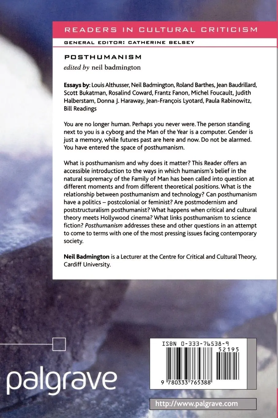 Rückseite: 9780333765388 | Posthumanism | Neil Badmington | Taschenbuch | Englisch | 2000
