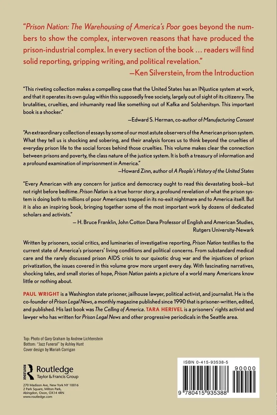 Rückseite: 9780415935388 | Prison Nation | The Warehousing of America's Poor | Wright (u. a.)
