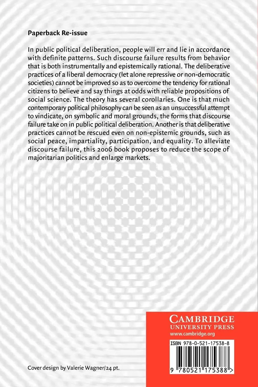 Rückseite: 9780521175388 | Rational Choice and Democratic Deliberation | Guido Pincione (u. a.)
