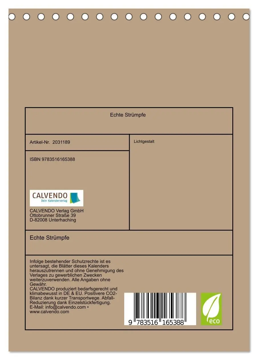 Bild: 9783516165388 | Echte Strümpfe (Tischkalender 2026 DIN A5 hoch), CALVENDO...