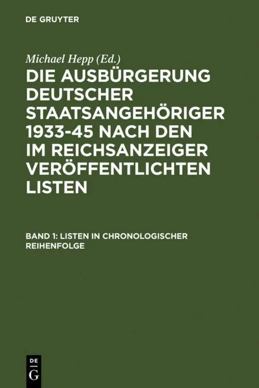 Cover: 9783598105388 | Listen in chronologischer Reihenfolge | Michael Hepp | Buch | LVIII Cover: 9783598105388 | Listen in chronologischer Reihenfolge | Michael Hepp | Buch | LVIII