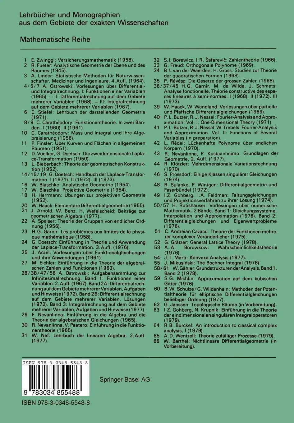 Rückseite: 9783034855488 | Funktionen- und Relationenalgebren | R. Pöschel | Taschenbuch | 259 S.