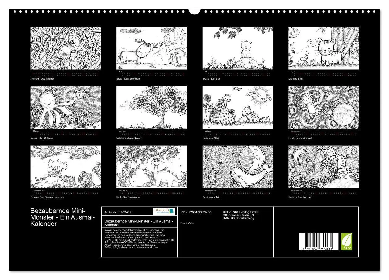 Bild: 9783457755488 | Bezaubernde Mini-Monster - Ein Ausmal-Kalender (hochwertiger...