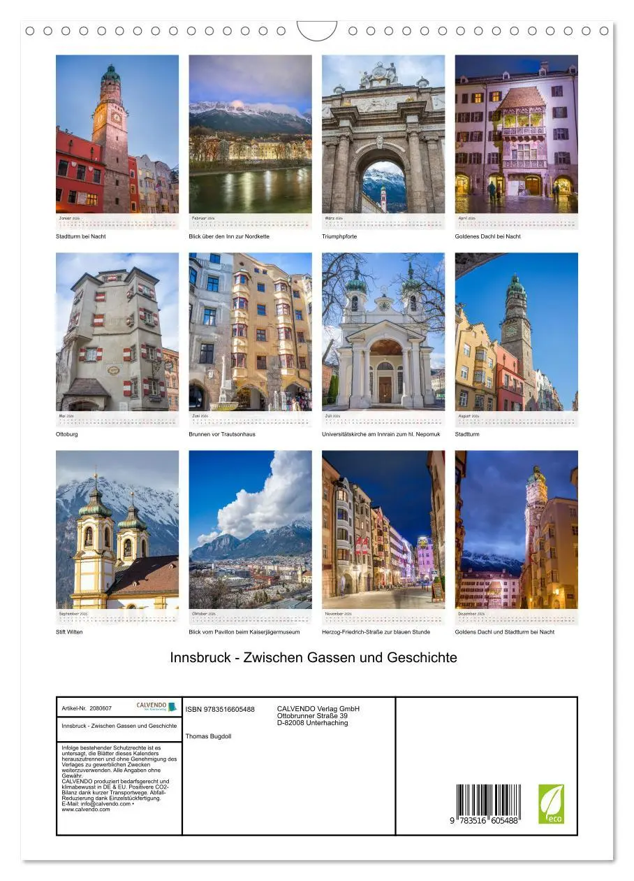 Bild: 9783516605488 | Innsbruck - Zwischen Gassen und Geschichte (Wandkalender 2026 DIN...