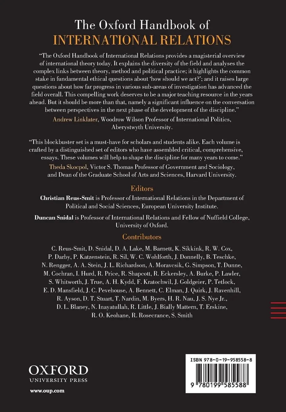 Rückseite: 9780199585588 | Oxford Handbook of International Relations | Reus-Smit (u. a.) | Buch