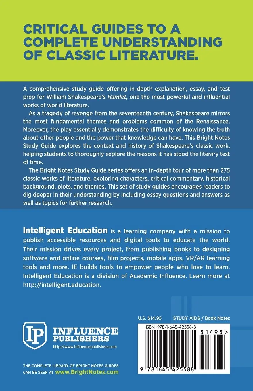 Rückseite: 9781645425588 | Study Guide to Hamlet by William Shakespeare | Taschenbuch | Englisch