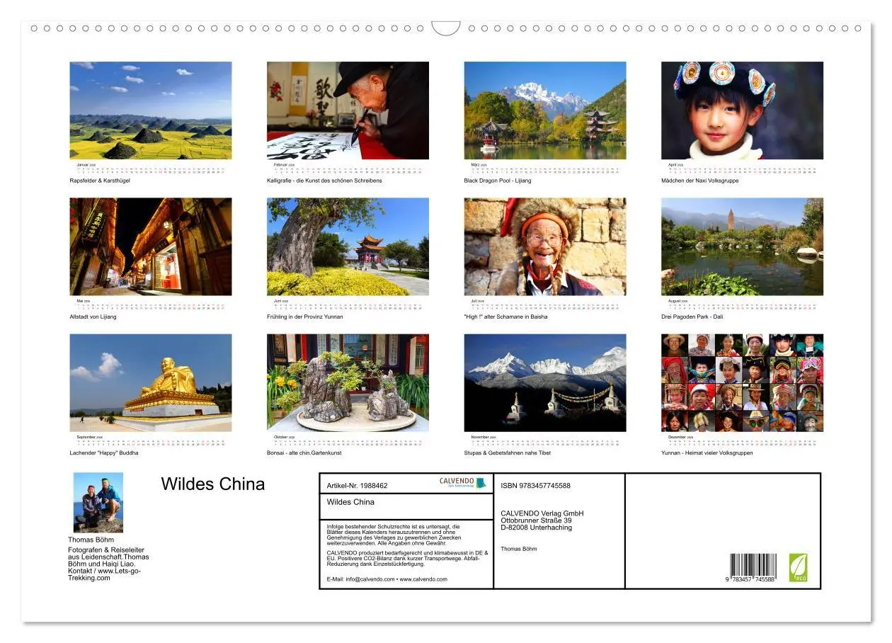 Bild: 9783457745588 | Wildes China (Wandkalender 2026 DIN A2 quer), CALVENDO Monatskalender